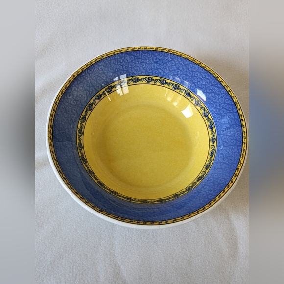 Rare Find Furio Home Italy La Primula Serving Bowl  Blue Yellow Large Size - Picture 1 of 3